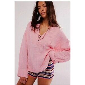 Free People We The Free Easy Sunday Pullover Shirt Tunic Top Oversized M 278318